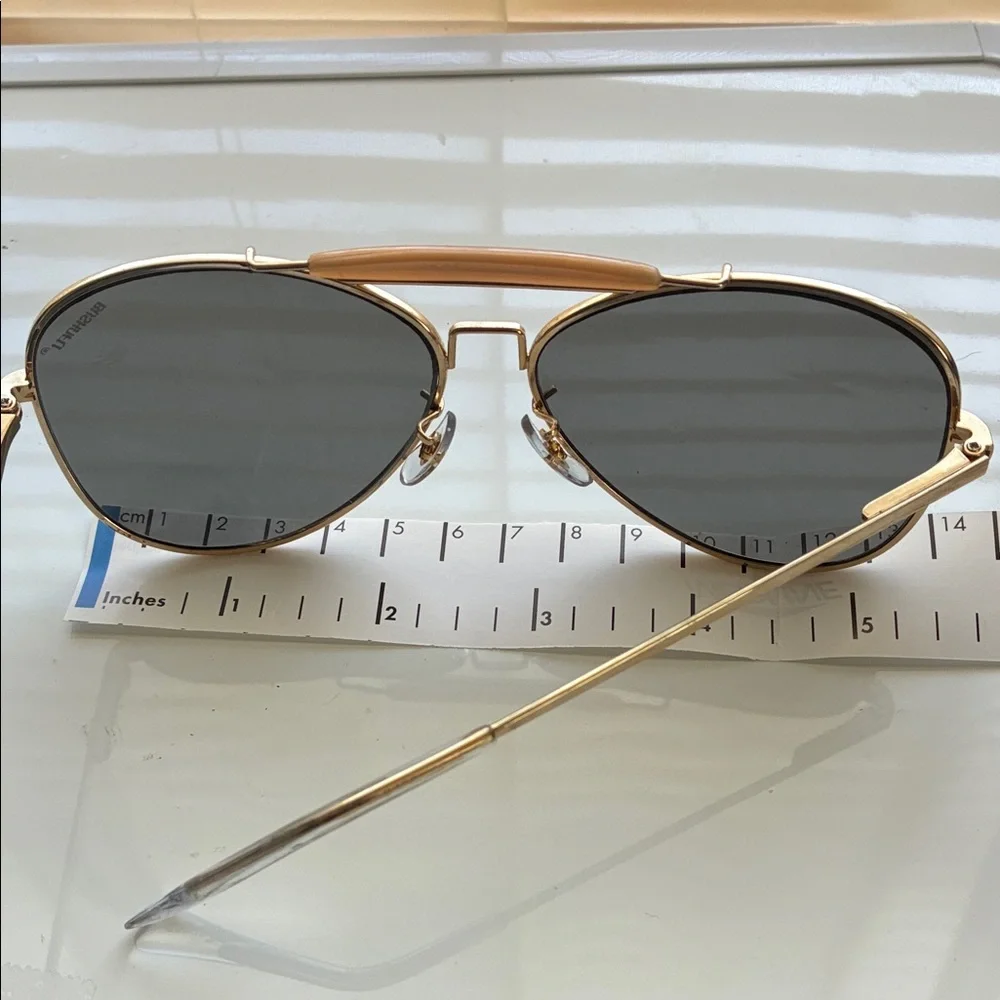 Vintage Bushnell Men’s Aviator Gold Frame Sunglasses with Black Lenses